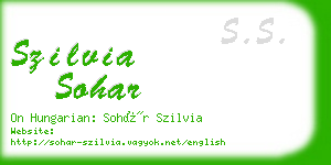 szilvia sohar business card